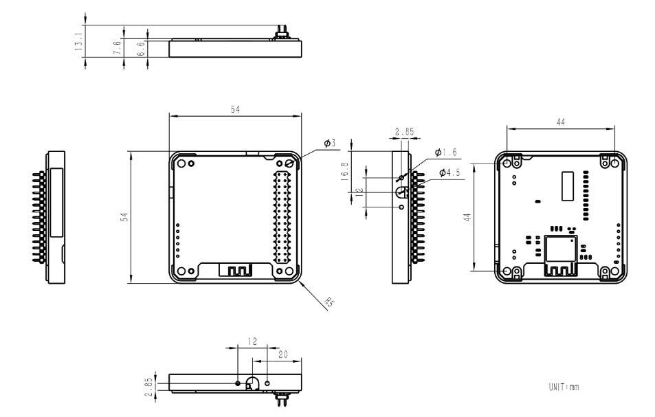 Mechanical Drawing - M5Stack M141 ESP32-H2 Thread/Zigbee Gateway Module